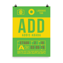 Load image into Gallery viewer, Addis Ababa Luggage Tag Poster - 18&quot;x24&quot; V1 (PRINT ONLY - NOT FRAMED)