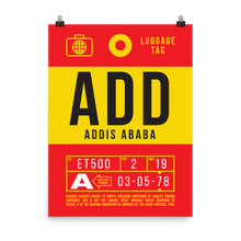 Load image into Gallery viewer, Addis Ababa Boarding Pass Poster - 18&quot;x24&quot; V2 (PRINT ONLY - NOT FRAMED)