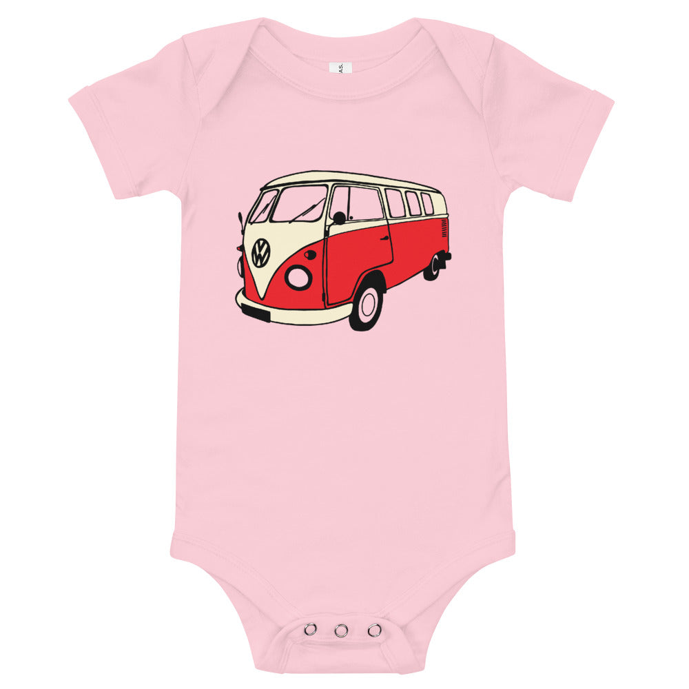 VW Kombi Infant Onesie Pink