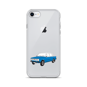 Lada Blue Donkey Taxi Clear iPhone Case