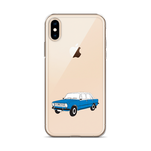 Lada Blue Donkey Taxi Clear iPhone Case