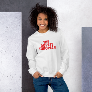 The Dopest Ethiopian Unisex Sweatshirt White/Red