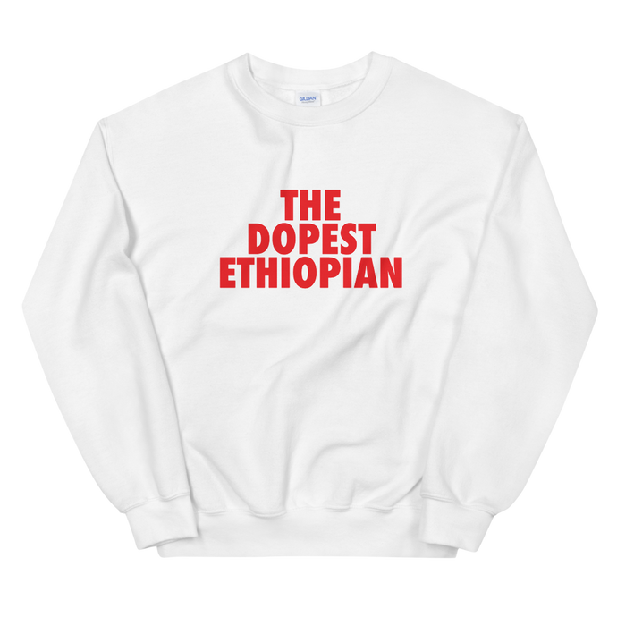 The Dopest Ethiopian Unisex Sweatshirt White/Red