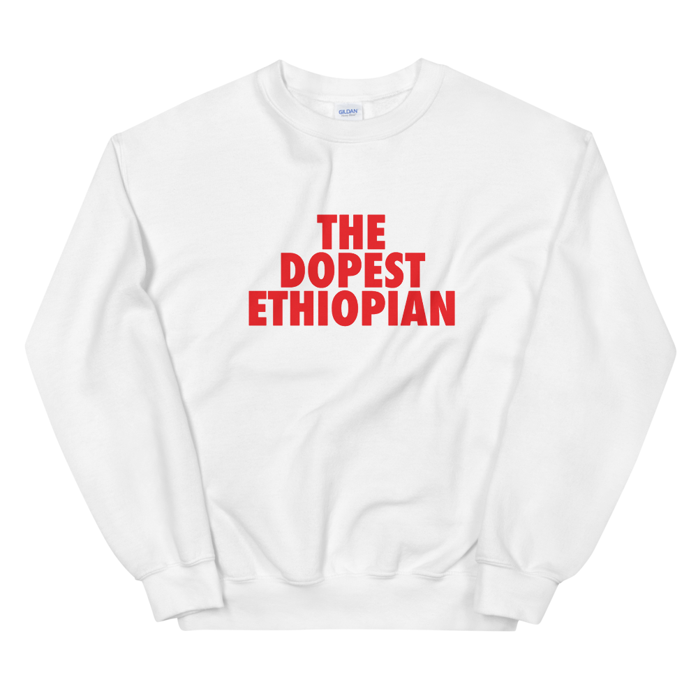 The Dopest Ethiopian Unisex Sweatshirt White/Red