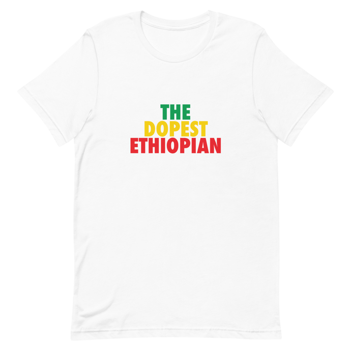 The Dopest Ethiopian Unisex Tee Green/Yellow/Red White