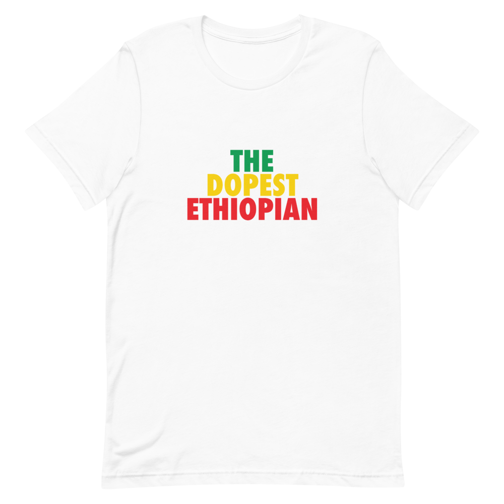 The Dopest Ethiopian Unisex Tee Green/Yellow/Red White