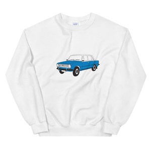 The Blue Donkey (Lada Taxi) Unisex Sweatshirt White