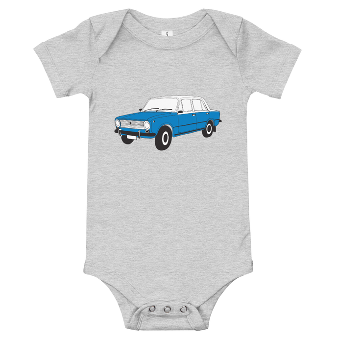 The Blue Donkey (Lada Taxi) Infant Onesie Heather Gray