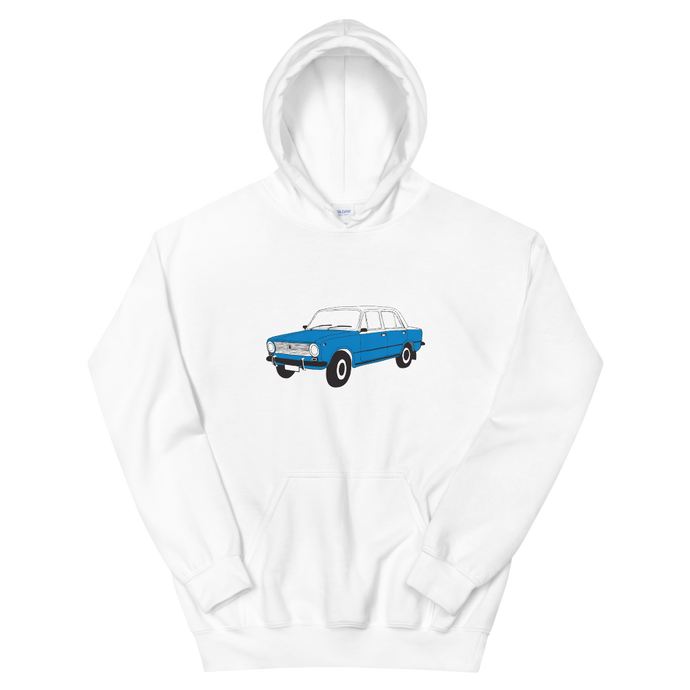 The Blue Donkey (Lada Taxi) Unisex Hoodie Black White