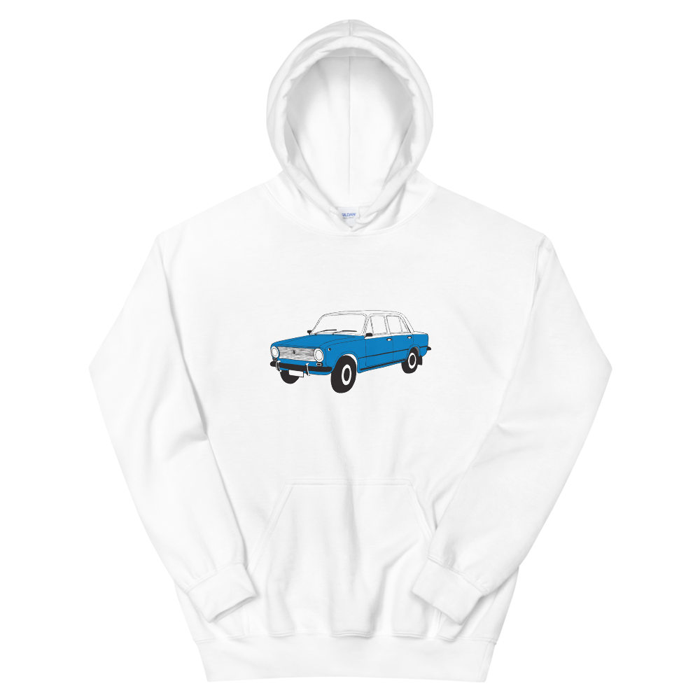 The Blue Donkey (Lada Taxi) Unisex Hoodie Black White