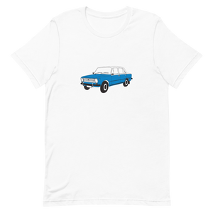 The Blue Donkey (Lada Taxi) Unisex Tee White