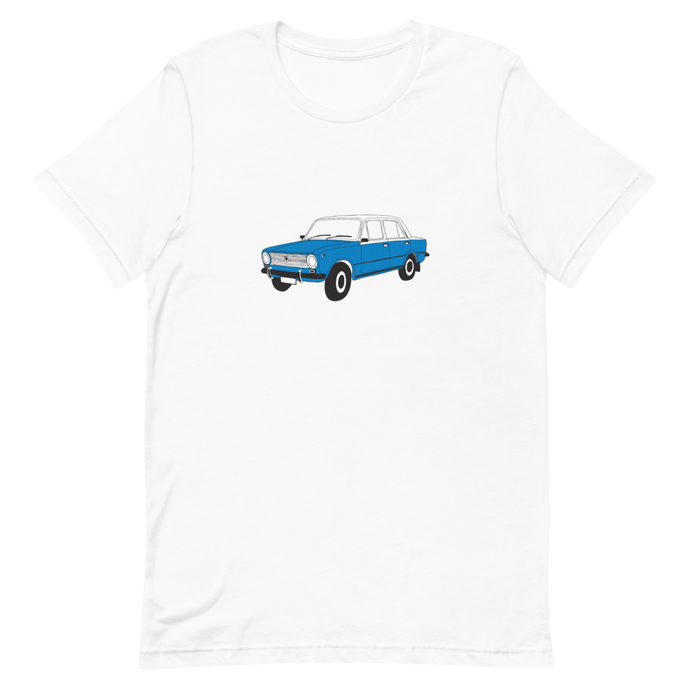 The Blue Donkey (Lada Taxi) Unisex Tee White