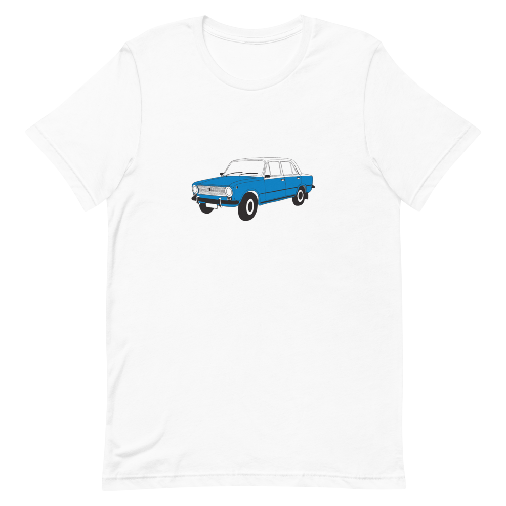 The Blue Donkey (Lada Taxi) Unisex Tee White