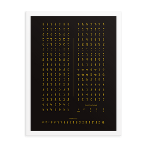 Amharic Alphabet Framed poster - 18"w x 24"h (Black/Yellow) White Frame