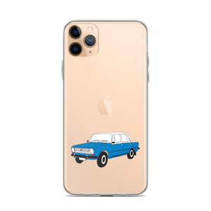 Lada Blue Donkey Taxi Clear iPhone Case