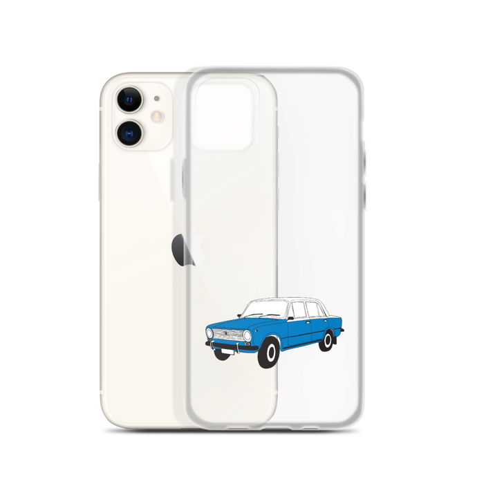 Lada Blue Donkey Taxi Clear iPhone Case