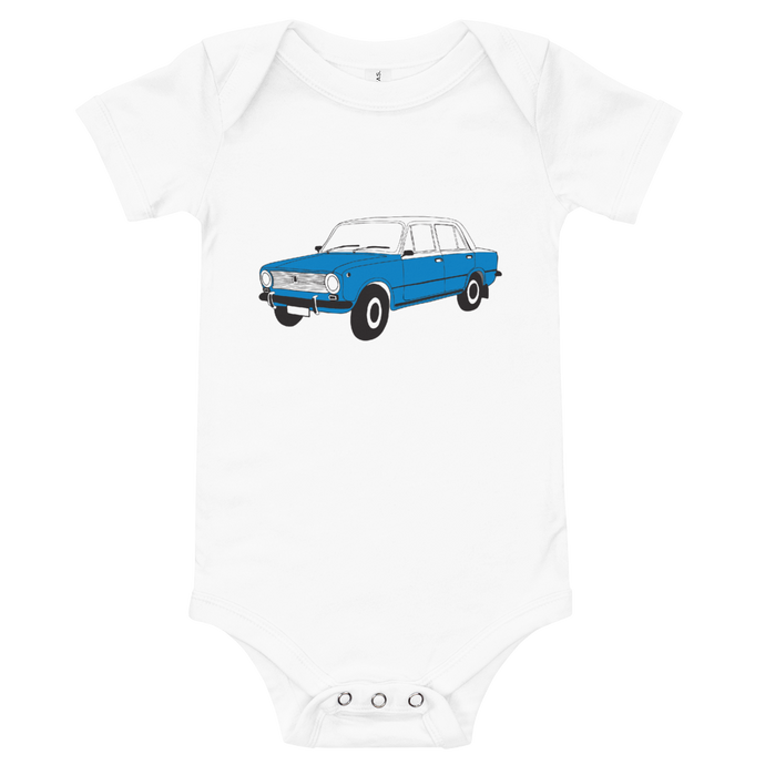 The Blue Donkey (Lada Taxi) Infant Onesie White