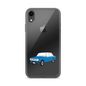 Lada Blue Donkey Taxi Clear iPhone Case