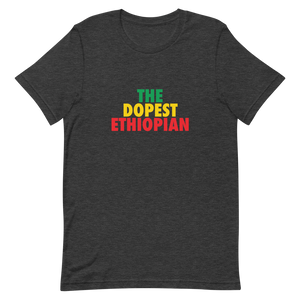 The Dopest Ethiopian Unisex Tee Green/Yellow/Red Dark Heather gray