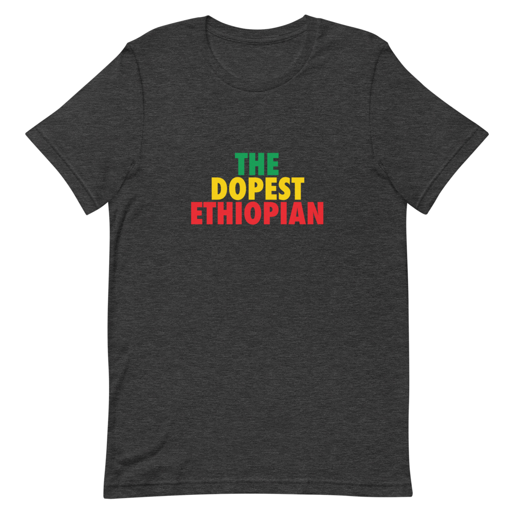 The Dopest Ethiopian Unisex Tee Green/Yellow/Red Dark Heather gray