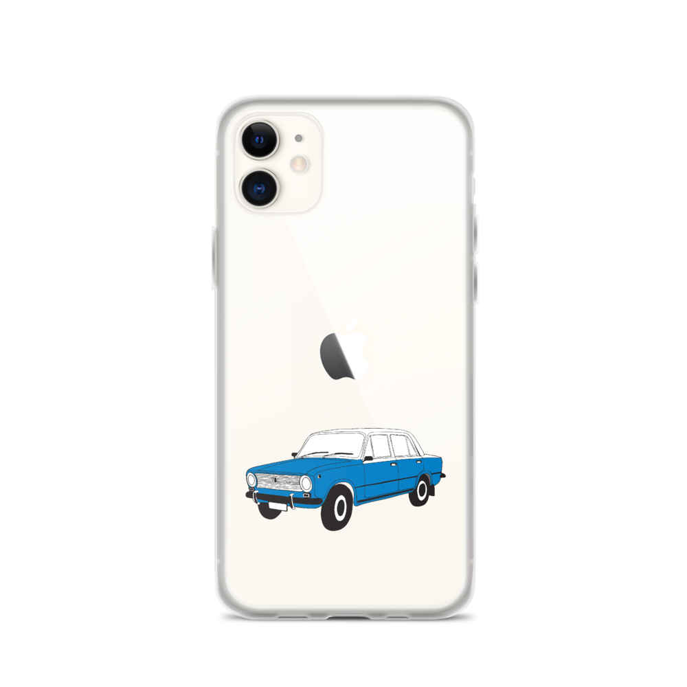 Lada Blue Donkey Taxi Clear iPhone Case